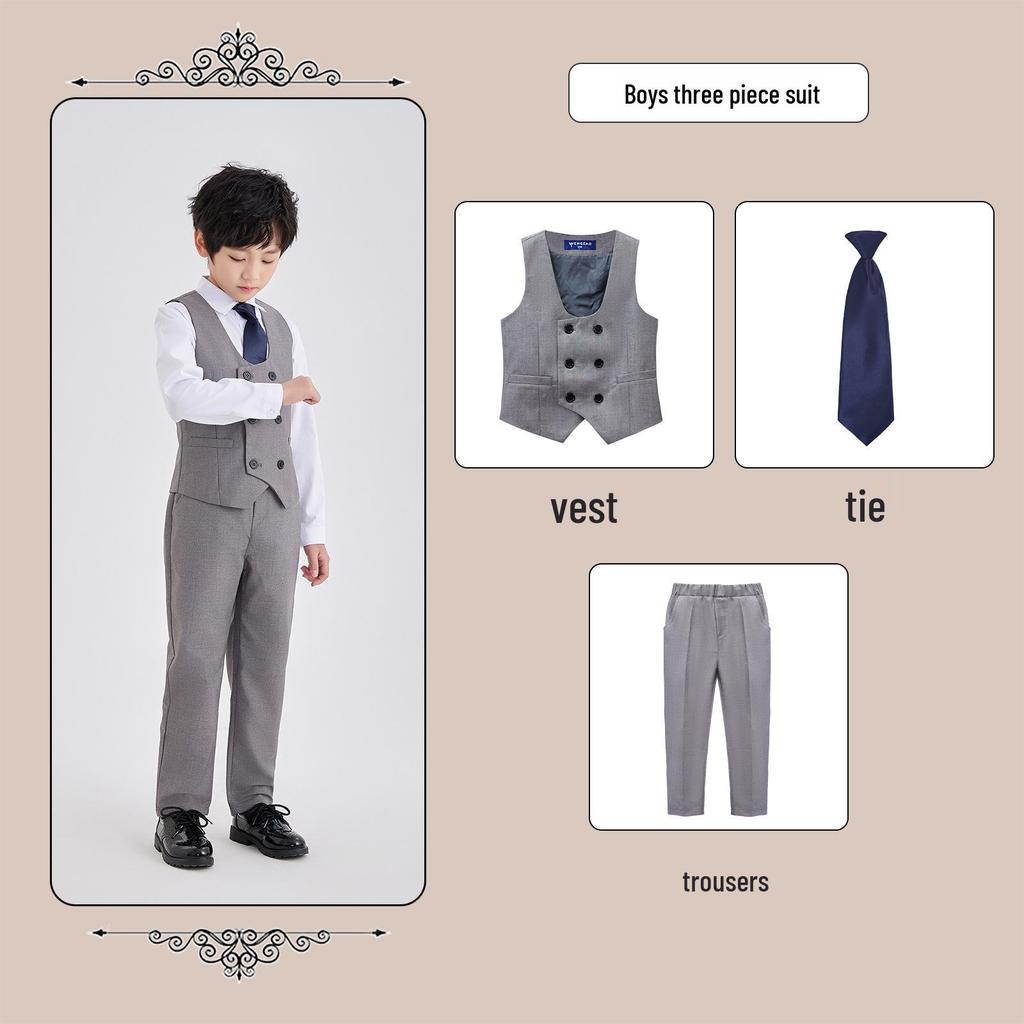 Children's Academic Style School Uniform Set: Primary School Vest & Kindergarten Short Sleeve for Back to School Photography