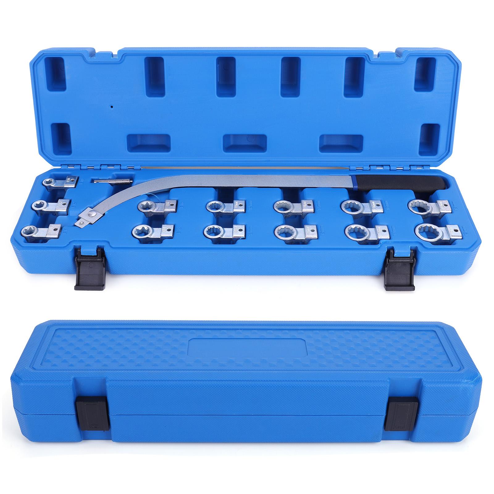 

Universal Auxiliary Idler Belt Tensioner Pulleys Removal Tool Kit 15PCS 12-Point 12-19mm Ratcheting Serpentine Belt Tool Set for