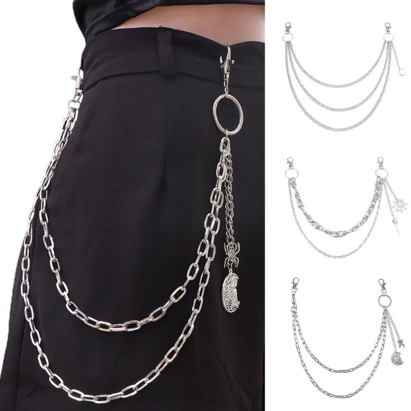 Punk Jeans Pants Chain Edgy Chain Punk Halloween Charm Waist Wallet Chain Grunge Belt for Hip Hop Accessories