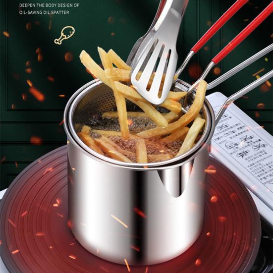 Stainless Steel Deep Fryer with Filter Basket Extended Handle Mini Fryer for Efficient Cooking Multifunctional Oil
