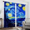 2PcsOil Painting Starry Sky Print Curtains,suitable for Bedroom,living Room Kitchen Decoration,home Decoration,window Decoration