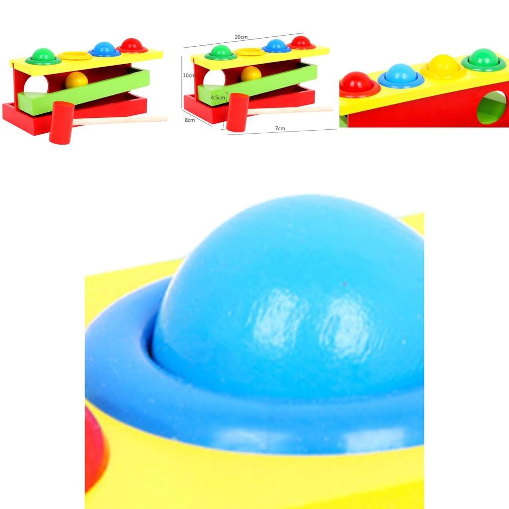 Wooden Toddler Color Matching Hammering Toy Interactive Ball Game For 1-2-3 Year Olds