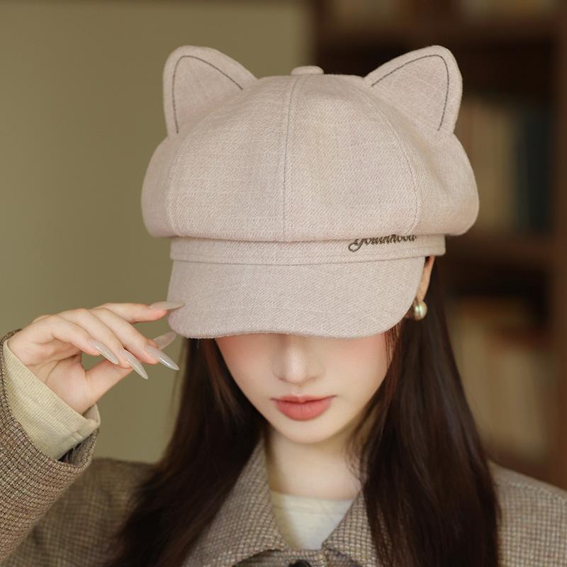 Spring and Autumn Japanese Cat Ear Beret Retro Casual Octopus Hat Windproof Warm Baseball Cap Variety Painter Hat New