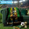 Custom Name Brazilian Football Federation Emblem Flannel Blanket, Use for Birthday/Holiday Gift, Soft Blanket for Sofa/Bed/Camping/Office, Home Decor