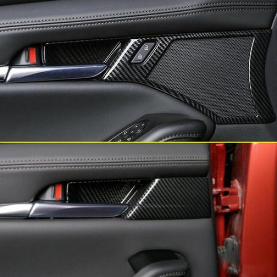 Carbon Fiber 4X Inner Door Handle Bowl Cover Trim For Mazda 3 Axela 2020-2023