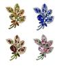 Woman's Vintage Rhinestone Crystal Flower Leaf Pendant Brooch Pin Jewelry Corsage Wedding Gift