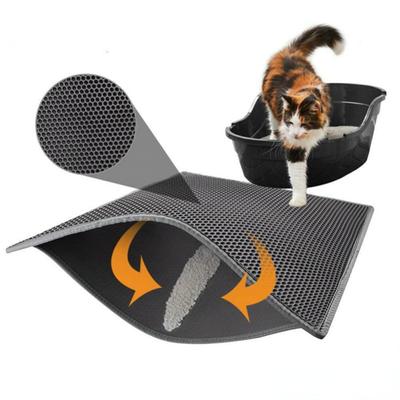 Pet Cat Litter Mat Waterproof EVA Double Layer Cat Litter Trapping Pet Litter Box Mat Clean Pad Products For Cats Accessories