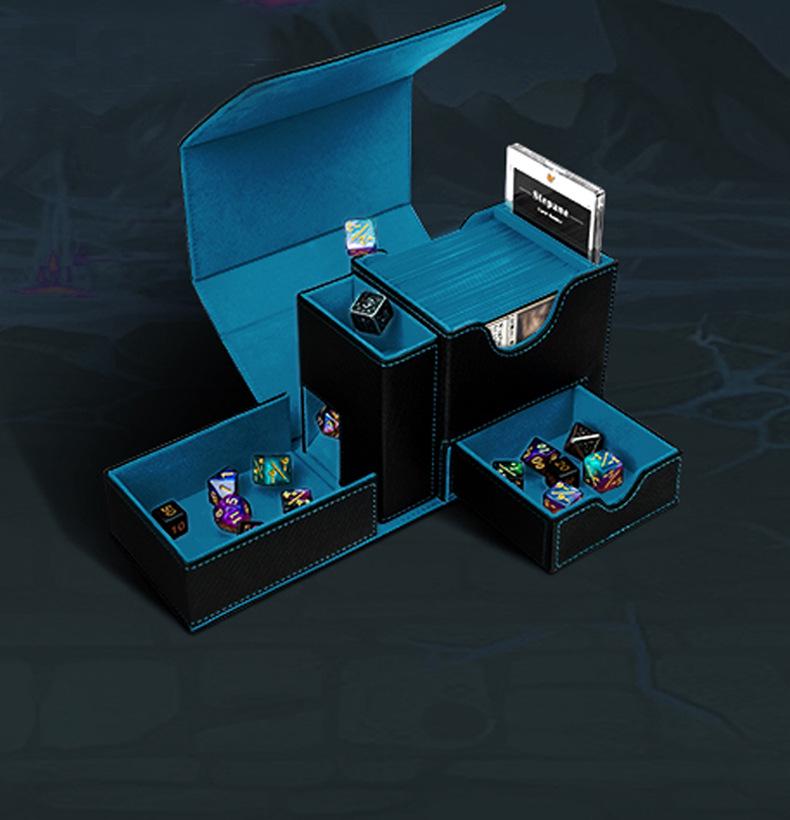 Transformable Dice Tower & Card Storage Box with Window Display for 100+ Double-Sleeved Cards - Ideal for Pokemon, Board Games, and RPGs