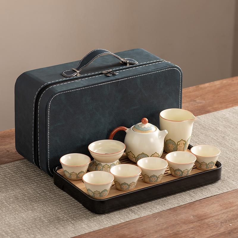 Dragon Egg Teapot Huang Ru Kiln Travel Kung Fu Tea Set Household Portable Teacup Teapot Light Luxury Business Gifts