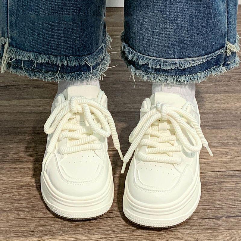 Primăvară/vară Pantofi sport vulcanizați casual cu șireturi, cu vârf rotund gros, mărime mare, pantofi noi confortabili, pantofi de damă la modă