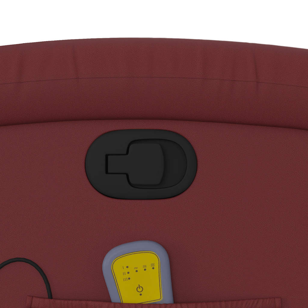 Massage Recliner with Rising Function Burgundy Artificial Leather
