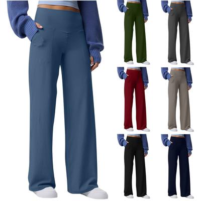 Women's Solid Color Leggings High Waisted Bootcut Yoga Pants- Bell Bottom Leggings