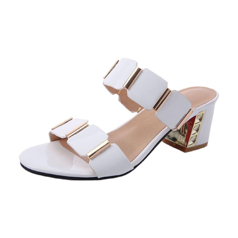 2023 Korean Fashion Mid-Heel Women's Sandals – Non-Slip Chunky Heel Summer Slippers for Female Students