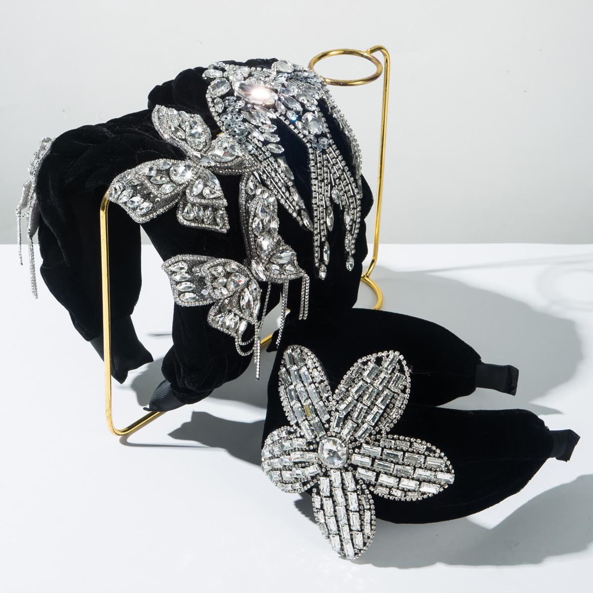 

Velvet Weaving Heavy Industry Advanced Hair Hoop Full Diamond Butterfly Headband
