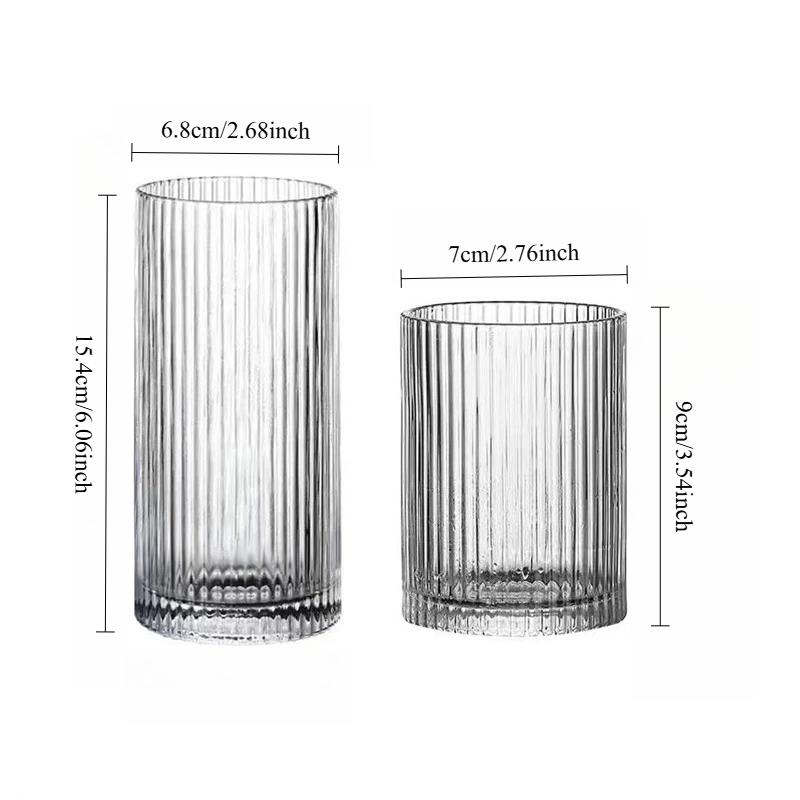 250ml/360ml Korean Style Cocktail Glass Art Design Juice Tea Cold Drink Cups Restaurant Iced Latte Coffee Cup Striped Glass Cup