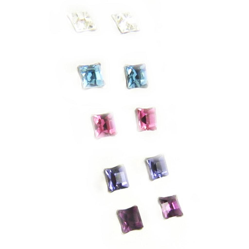 Les Trésors De Lily [L6310] - Set de 5 paires de 'Brillants carré' - 4 mm