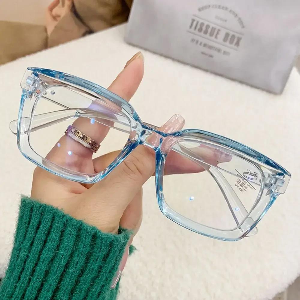 Oversized Square Glasses Anti Blue Light Glasses Large Frame Glass Flat Light Glasses Transparent Eyeglasses Eyewear