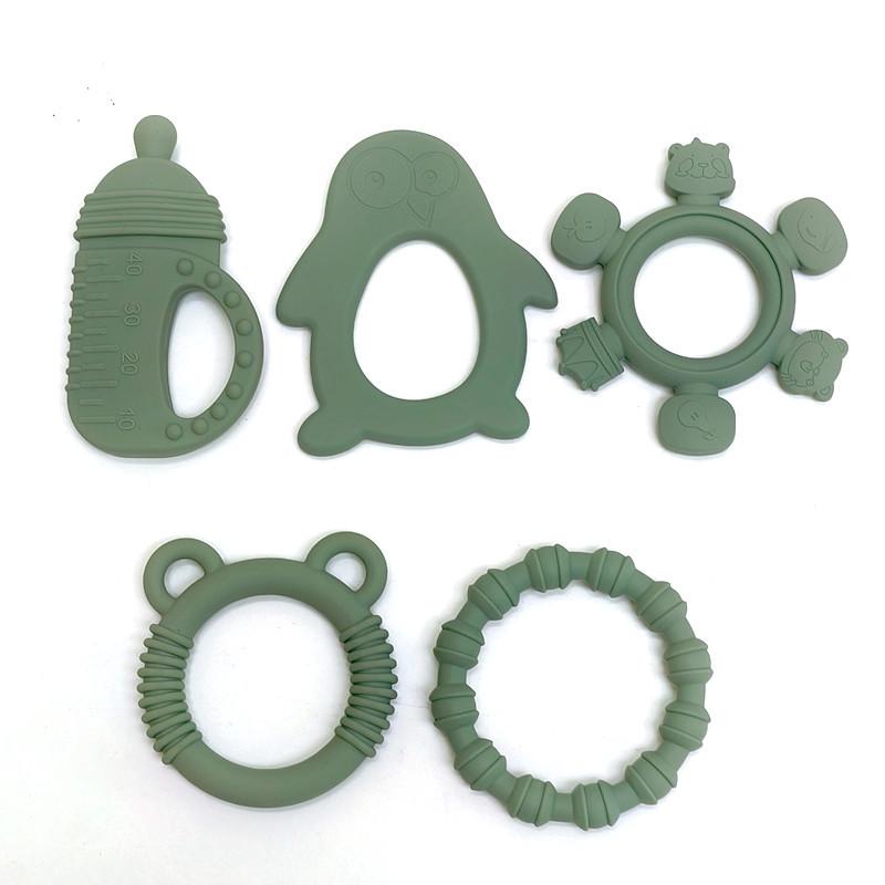 Non-Toxic Teether Toys Baby Food Grade Silicone Teething Stick Children Mouth Muscle Trainer