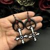 Goth Jewelry Thorns Heart Cross Earrings Red Drip Oil Rose Flower Earrings for Women Punk Charms Accessories Grunge Earrings