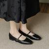 Size 34-43 Shallow Mouth Mary Jane Leather Retro Buckle Low Heel Shallow Mouth Flat Bottom Low Heel One Word With Single Shoes
