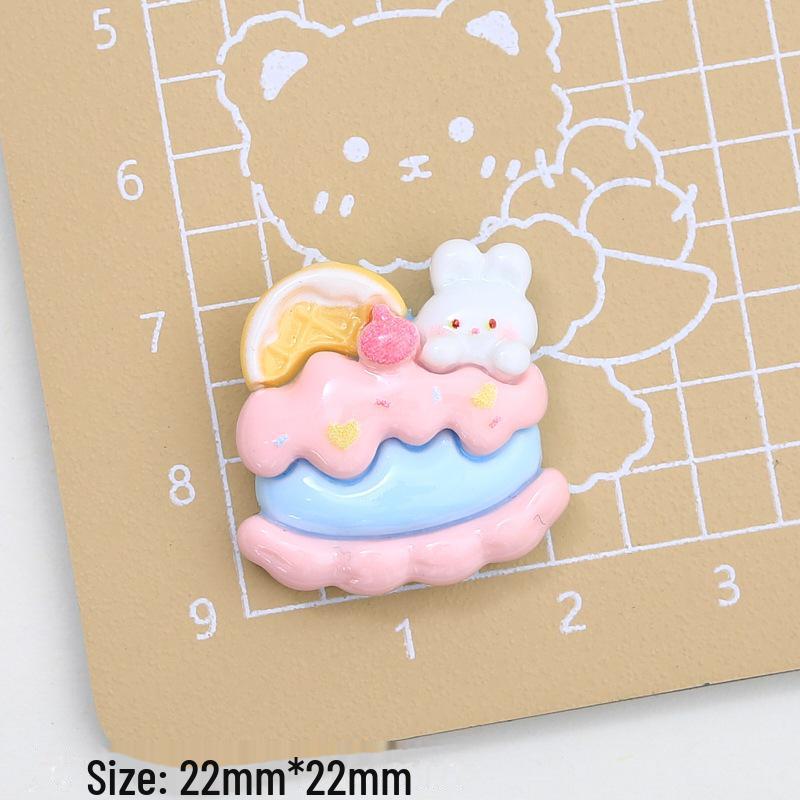 Bunny Dessert House Resin Accessories: Cartoon Cream Glue, Creative Shoe Buckle Material for DIY Jewelry and Hairpin Crafting.