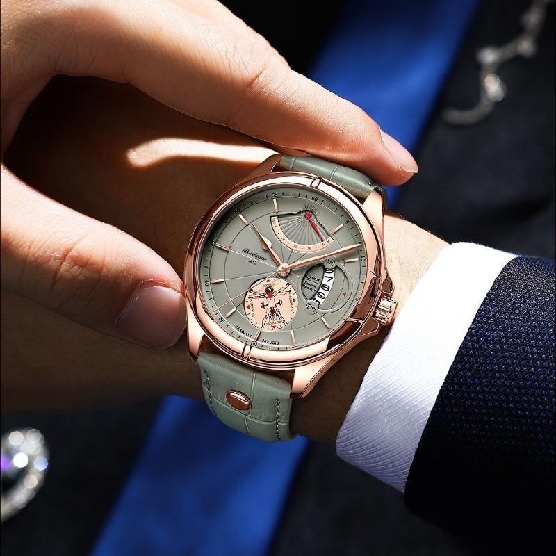 POEDAGAR Men Watch Fashion Top Luxury Sport Wristwatch Waterproof Luminous Leather Date Quartz Man Watches + Box