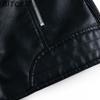 BITCED Spring/Autumn Short-Length Leather Jacket for Women Slim-Fit Collared Biker Jacket with Diagonal Zipper