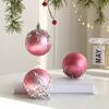 3Pcs Pink Christmas Balls Ornaments 8cm Glitter Pearl Baubles for Christmas Tree Elegant Decoration Apartment New Year Winter