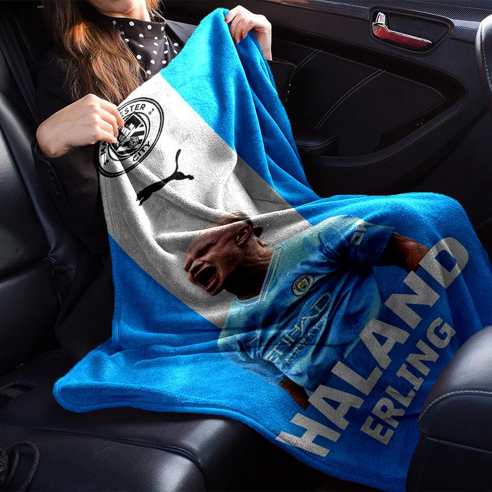 Manchester City Theme Printed Blanket - Perfect for Couch, Bed, Travel & Outdoor Use | Machine Washable, Cozy & Durable.
