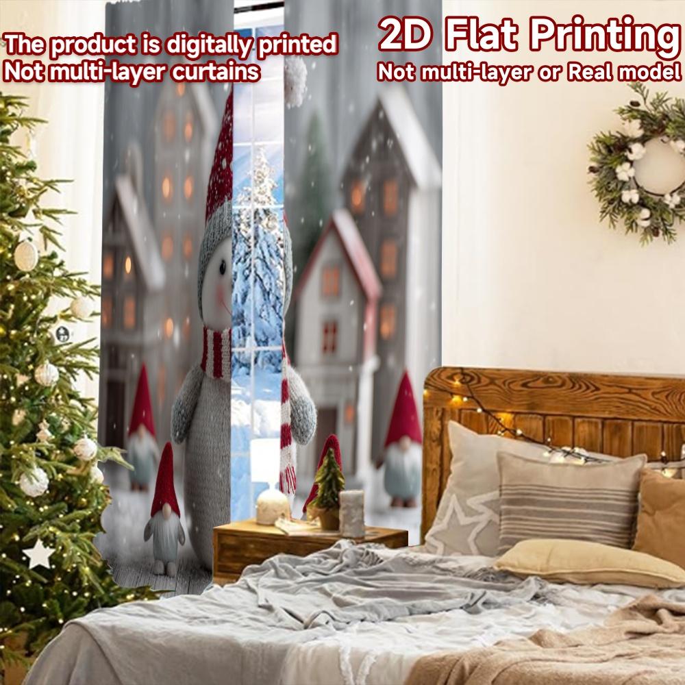 2pcs, 2D FLAT PRINTING Curtains (Without Rod) Snowy Cheer Halloween Festival Popular Curtains&Drapes Fabric Curtains Decorations