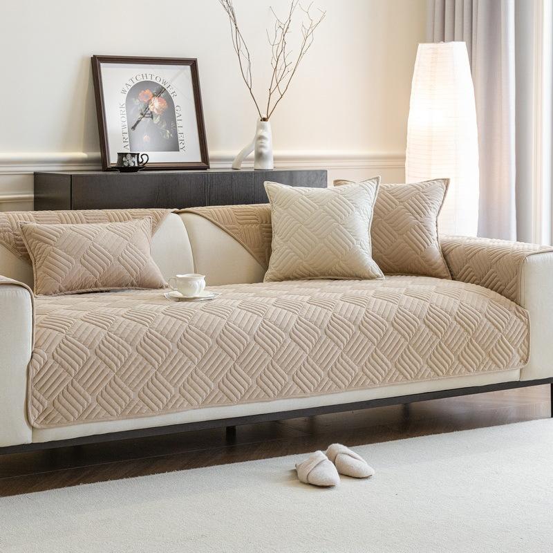 Plüsch Sofakissen Herbst und Winter Milch Samt Kissen Winter Webmuster Rutschfester Sofaüberwurf Kissenbezug Stoffhandtuch