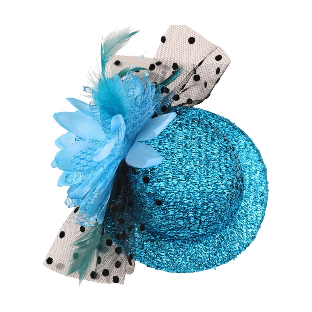 20s Theme Party Mesh Fascinator Hat Hair Clip with Flower Clipon Hat Masquerades Cocktail Party Dressingup Accessories