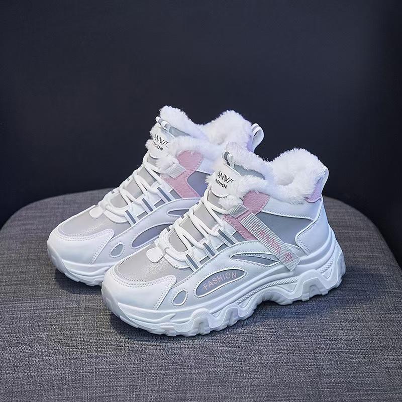 Fashion Women's Casual Sports Shoes 2025 New Winter Velvet Warm Cotton Shoes Comfortable Anti Slip High Top Sports Cotton Boots