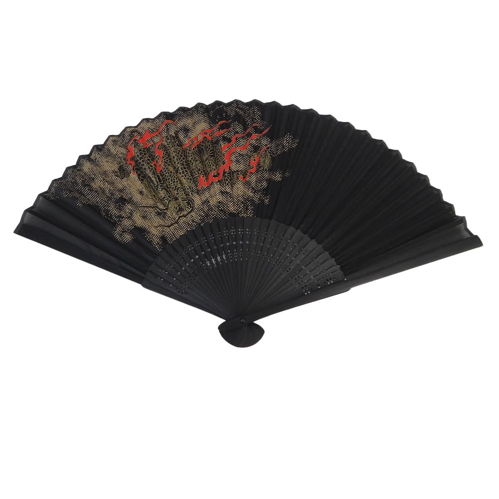 Folding Fan Japanese Pattern Dragon Kyoto Style Fan with Pouch [CUFFSMANIA] Men s - -