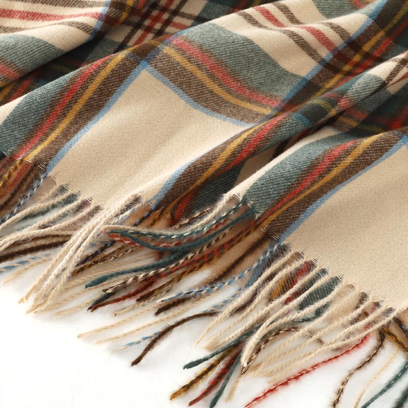 Luxury Plaid Scarf Winter Warm Cashmere Women Long Pashmina Foulard Female Scarves Lady Tassel Shawl Wraps  Design New