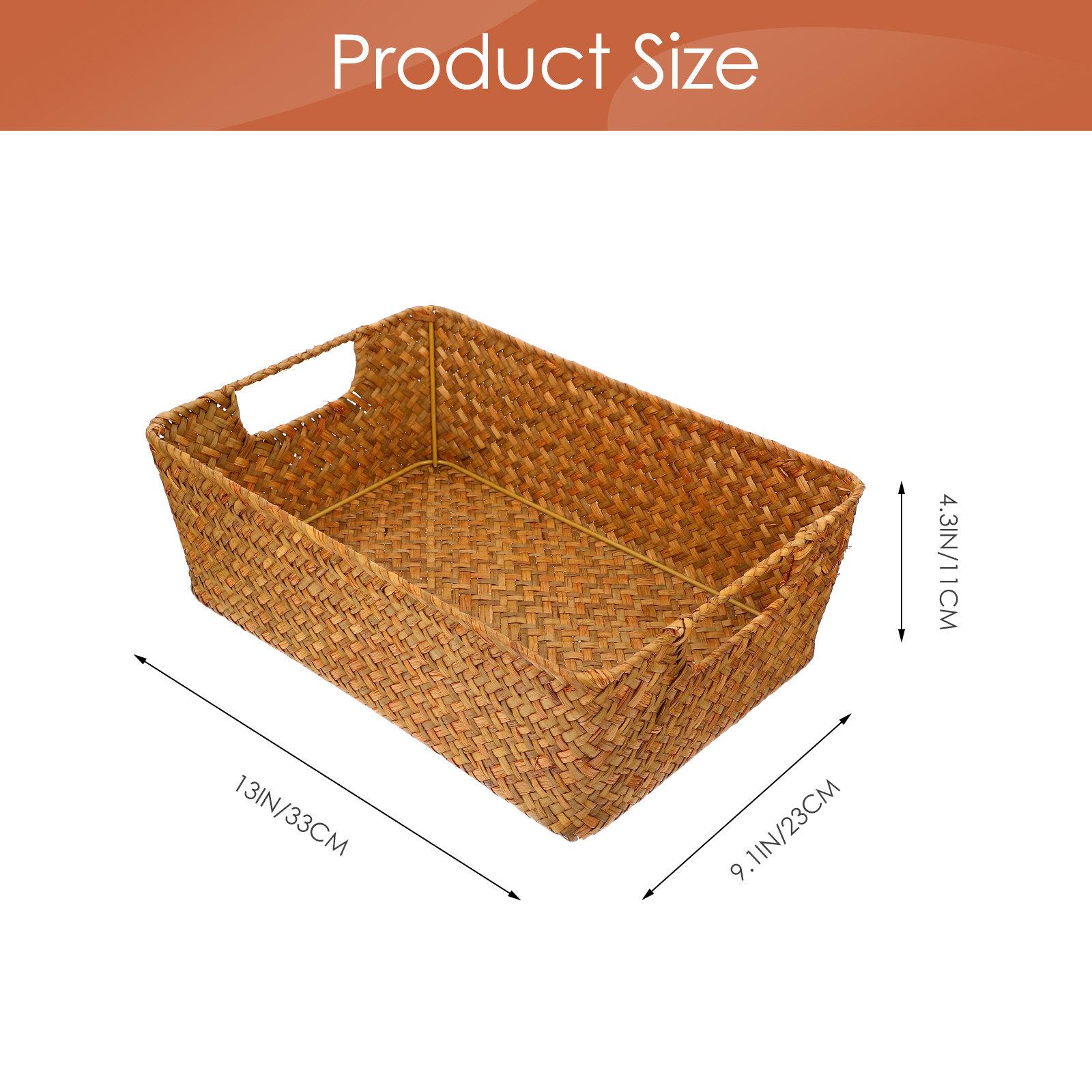 Mat Grass Bread Basket Woven Storage Basket Multipurpose Desktop Sundries Holder Fruit Vegetable Organizer for Kitchen Living оранжевый