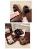 2025 Autumn/Winter Women's Furry Thick Sole Warm Slippers with One Strap and Belt Buckle