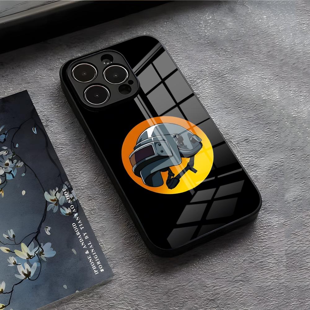 P-Pubg G-Game Phone Case For IPhone 17 Air 16 E Pro Max 15 14 13 Mini 12 Pro 11 Max Plus Black Glass Cover