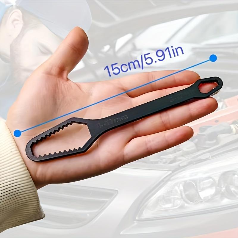 1pc Universal Double Ended Wrench, Self-Tightening 3-17mm Screw Nuts Repair Wrench, Double-Headed Ratchet Spanner, Adjustable Black3-17mm