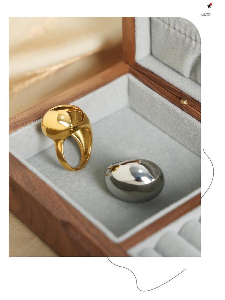 Inel Geometric European și American din Oțel Titan Neregulat Placat cu Aur