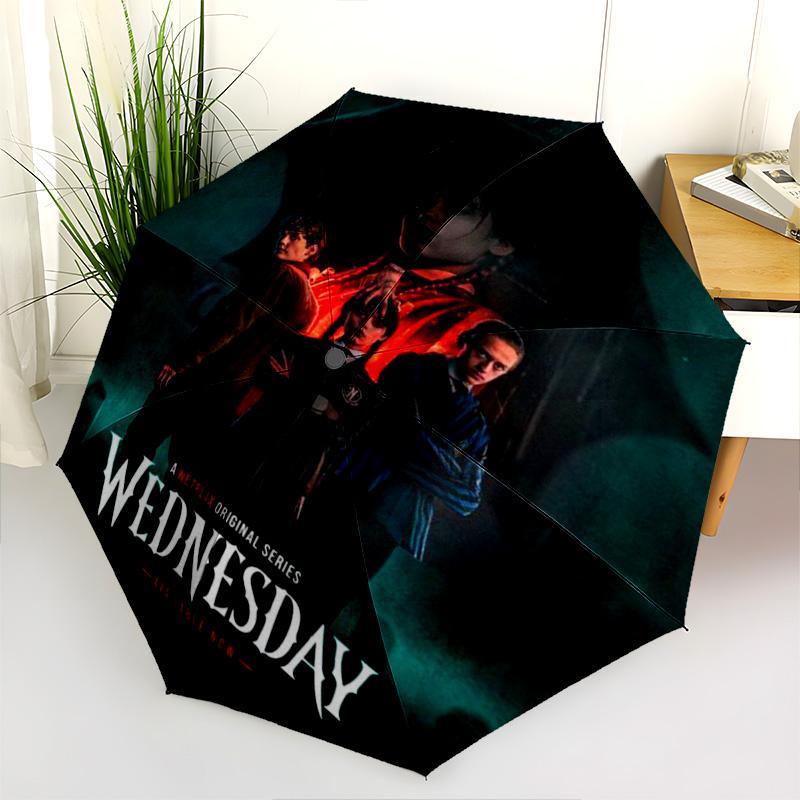 Wednesday Dark Legacy Folding Umbrella 8 Paraphenoid Bones Suitable For All Seasons Umbrella Three Folds Umbrella