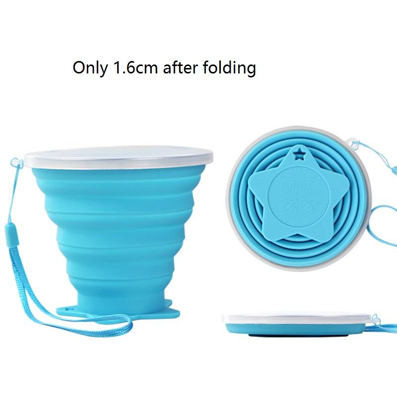 270ml Folding Cup Food Grade Water Cup Travel Silicone Retractable Coloured Portable Outdoor Coffee Handcup Travel Mouthwash Cup