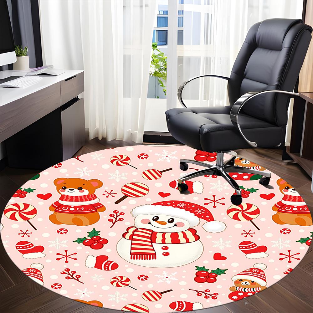 1pc Christmas ornaments Chair Carpet for Office Non Slip, Machine Washable Rug for Office, Room Holiday Decor for Christmas, Birthday Polyester