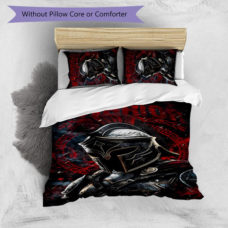 Gladiator Helmet 3pcs Bedding Set Duvet Cover Closure Includes 1 Duvet Cover & 2 Pillowcases for All Seasons Bedroom Home Dorm Decor