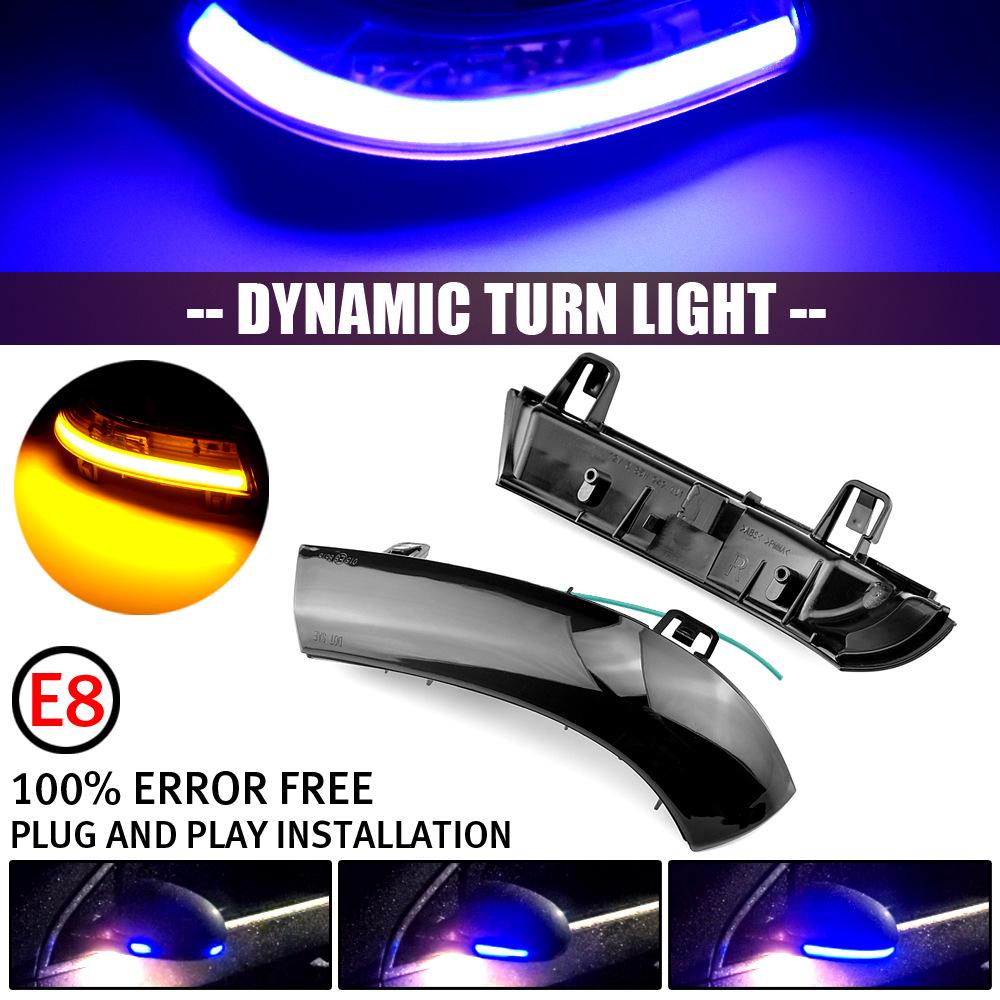 LED Dual-Color Flowing Rearview Mirror Turn Signals for VW Golf, Jetta, Passat, Sharan