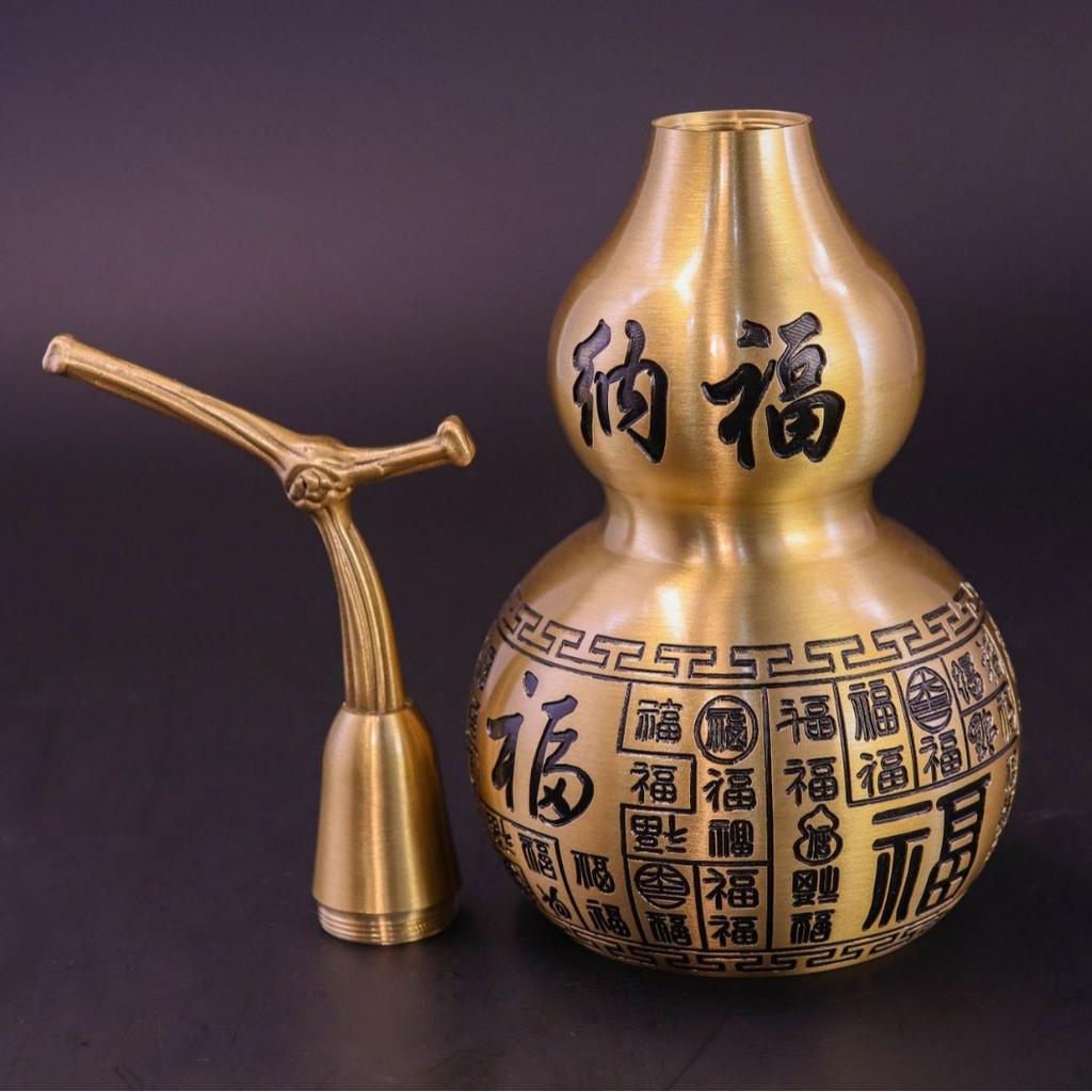 Brass Hundred Blessings Gourd, Fortune-Attracting Gourd, Kylin Gourd Craft Ornament For Office Desk & Entrance