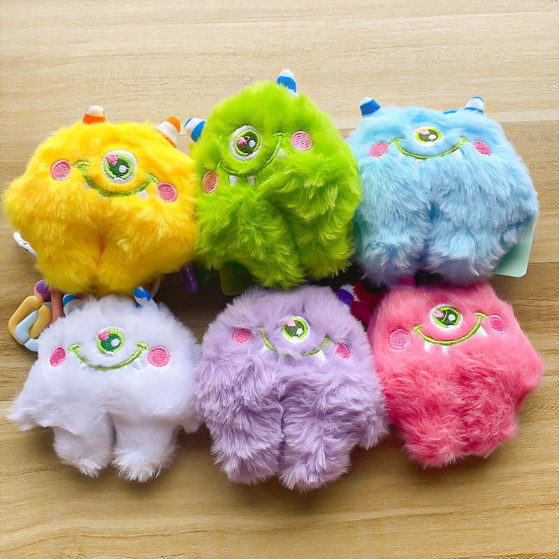 Colorful Plush Monster Keychain Cuddly Furry Toy For Birthdays And Special Occasions