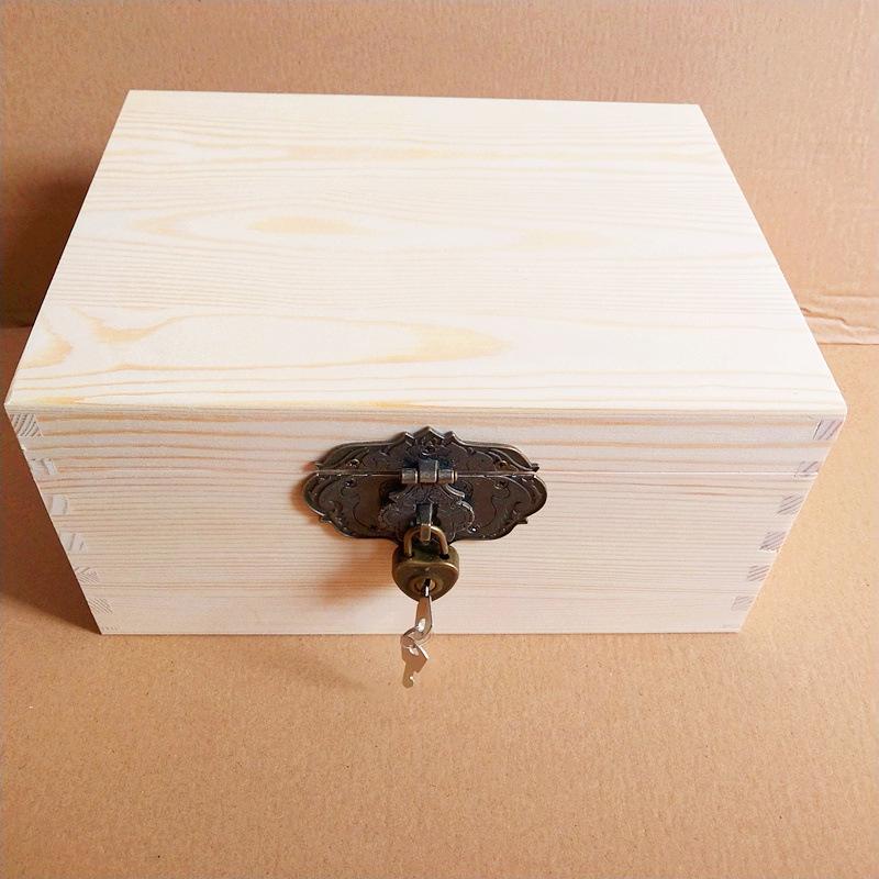 Vintage Solid Wood Rectangular Storage Box with Lid