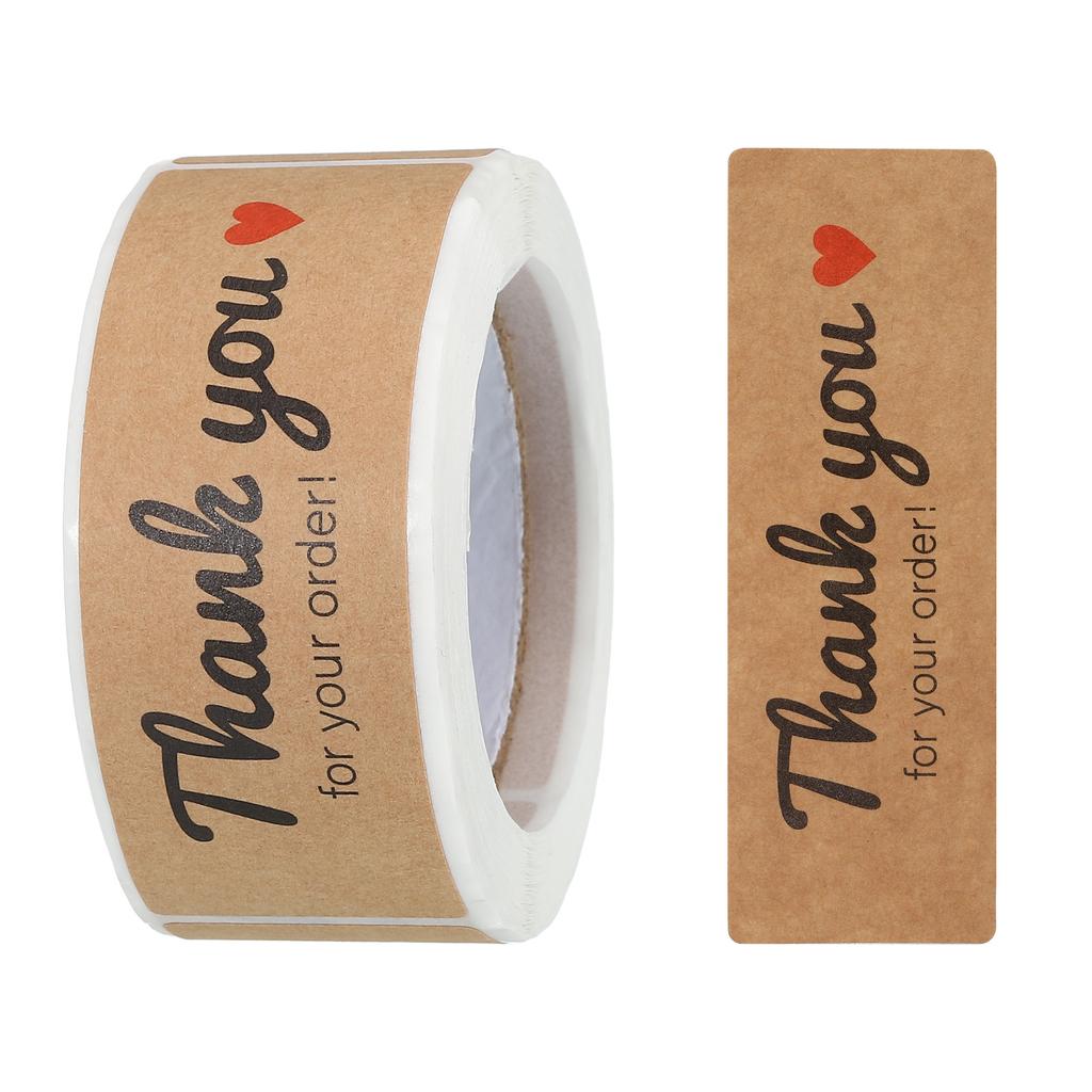 1 Roll Thank You for Your Purchase Stickers Adhesive Rectangle Gift Seal Labels for DIY Business Self-adhesive Paper Labels
