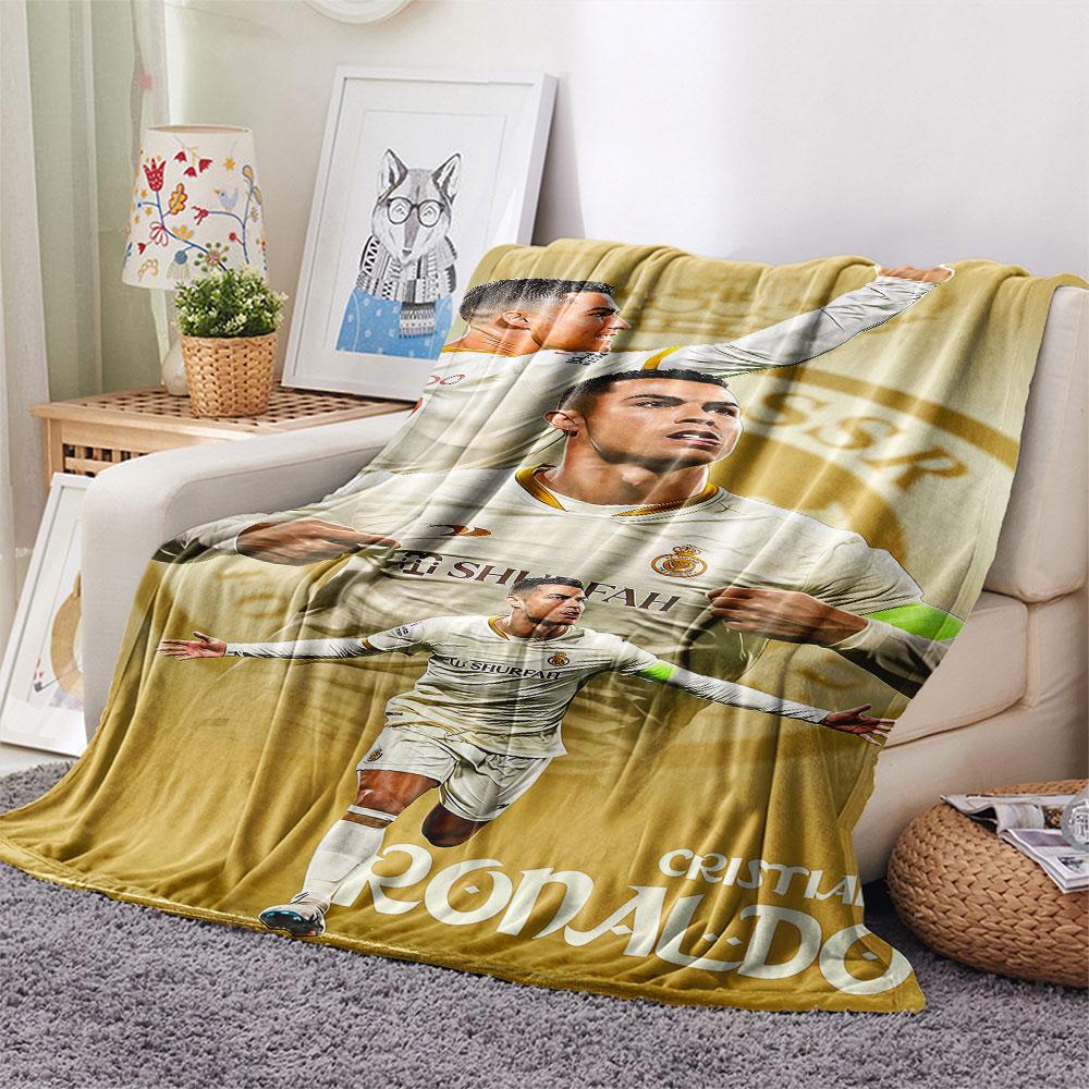 1PC Cristiano Ronaldo Patterned Flannel Blanket Suitable For All Seasons for Home Decor Warmth and Comfort Gifts Holiday Present
